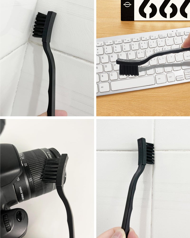 WAFJAMF 3 x 0.5cm Three Row Plastic Handle Anti Static Brushes Black Scraping Brushes 5 Pcs - Image 5